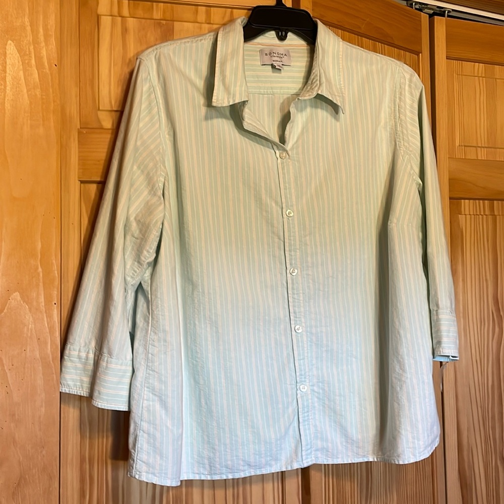 Light green striped oxford cloth shirt
